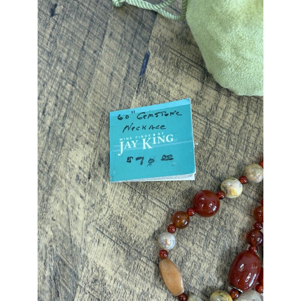 Carnelian Necklace DTR Jay King Long Strand Semi Precious beads 60” Signed Mint - Picture 8 of 8